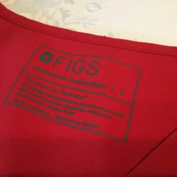 Figs Vibrant Red Short Sleeve Top - Picture 4 of 6